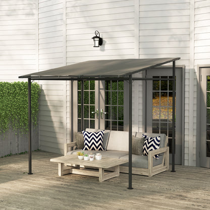 Outsunny Pérgola De Pared 2,4x2,4 M Con Techo Inclinado Protección Uv 30+ Gris_3