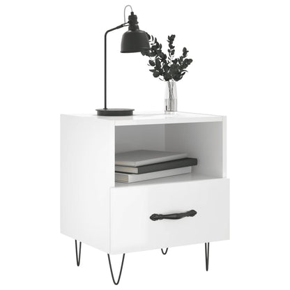 Mesita Noche 2 Uds Madera Ingeniería Blanco Brillo 40x35x47,5cm_2