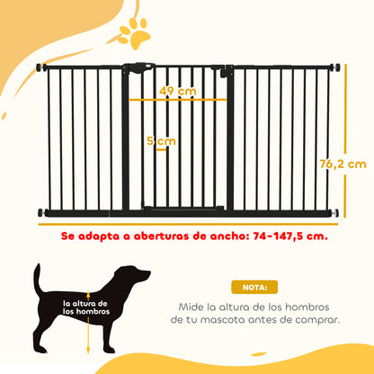 Pawhut Barrera De Seguridad Extensible Para Puertas 74-147,5x76,2 Cm Negro_2