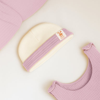 Capota De Nacimiento De Algodón Orgánico Blanco Y Rosa_2