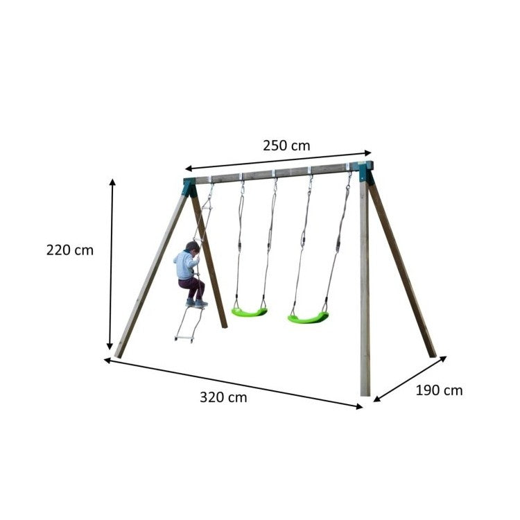 Columpio Doble De Madera Cuadrada Masgames Yua Xl._2