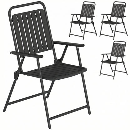 Outsunny Juego De 4 Sillas De Jardín Exterior Plegables 55x63x93 Cm Negro_0