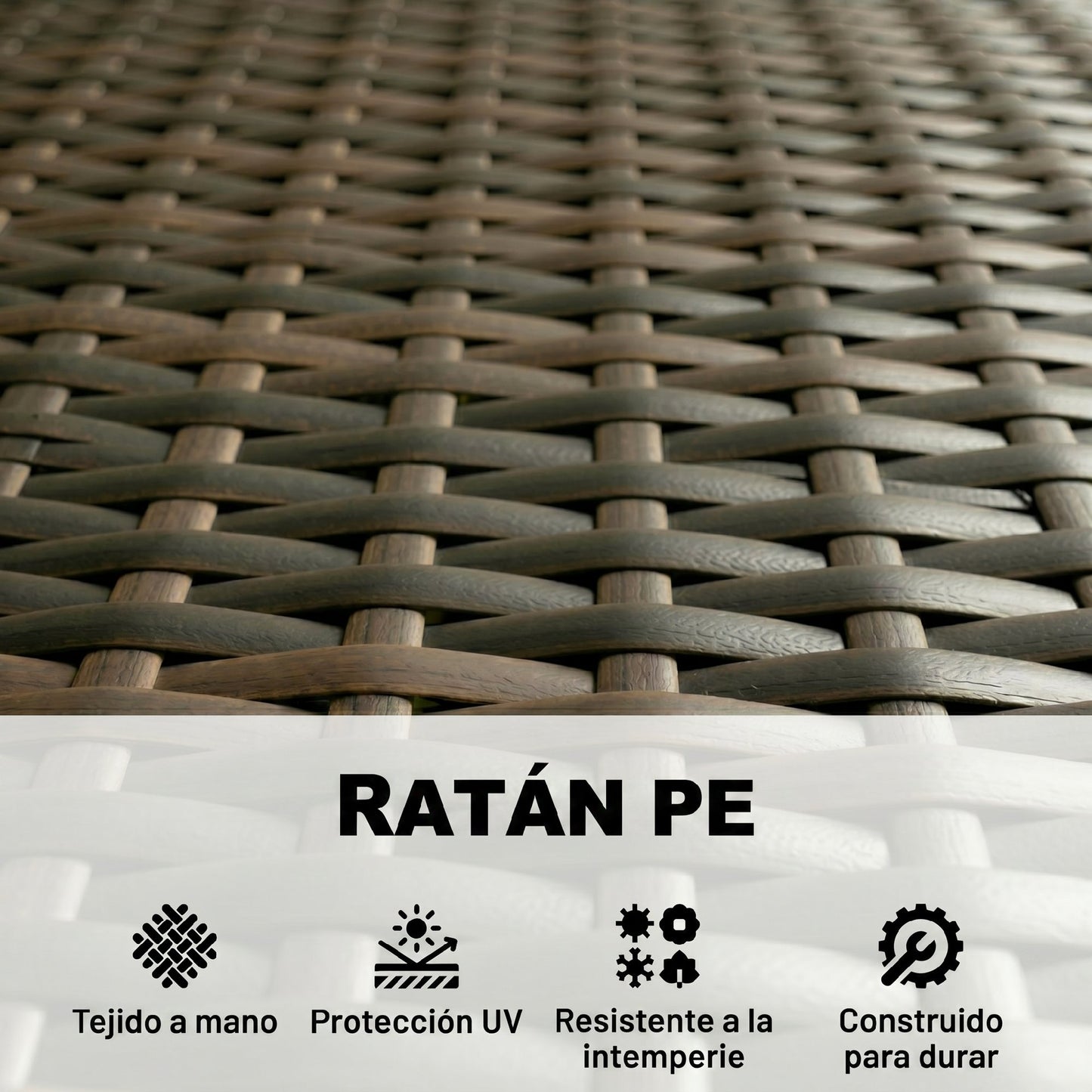 Outsunny Conjunto Jardín Exterior De Ratán Sintético Con Cojines Marrón_4