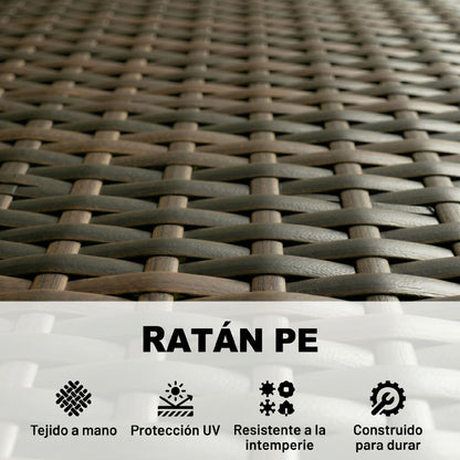 Outsunny Conjunto Jardín Exterior De Ratán Sintético Con Cojines Marrón_4