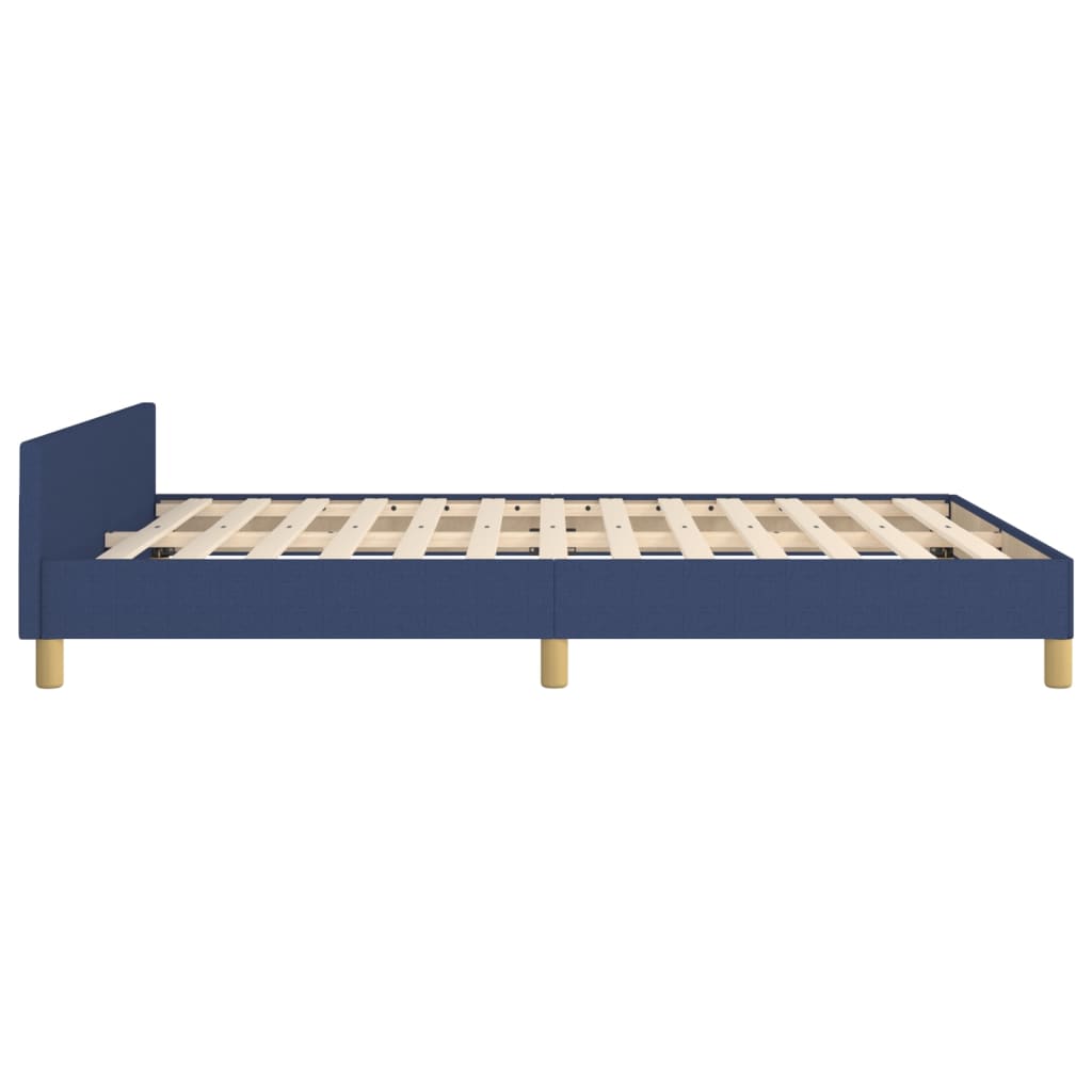 Estructura De Cama Con Cabecero Tela Gris Taupe Azul 140x200 Cm / Vetonek_4