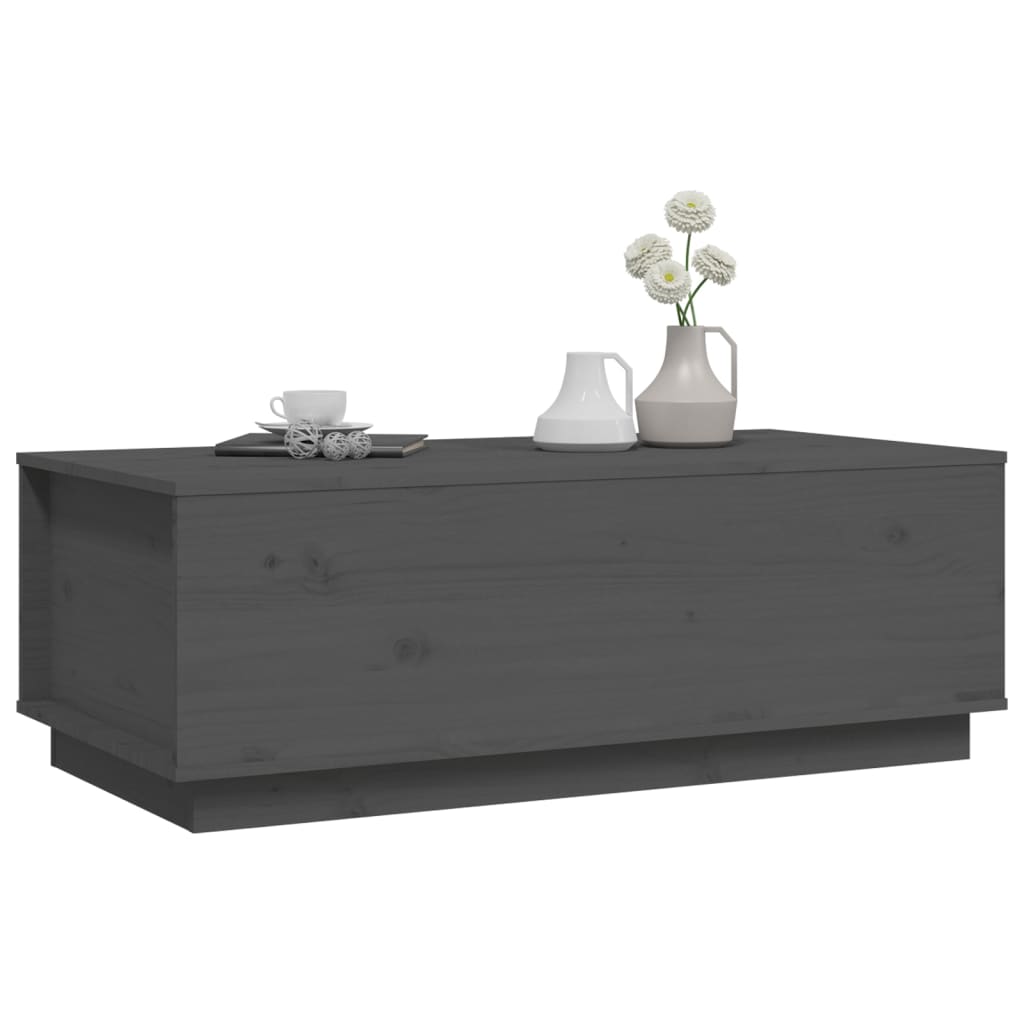 Mesa De Centro De Madera Maciza De Pino Gris 100x50x35 Cm_2