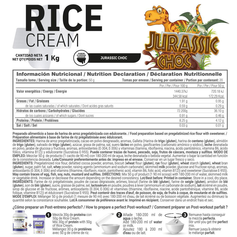 Rice Cream (crema De Arroz Pregelatinizada) - 1kg - Jurassic Choc - Fuente De Carbohidratos De Buena - Masmusculo Supple_4