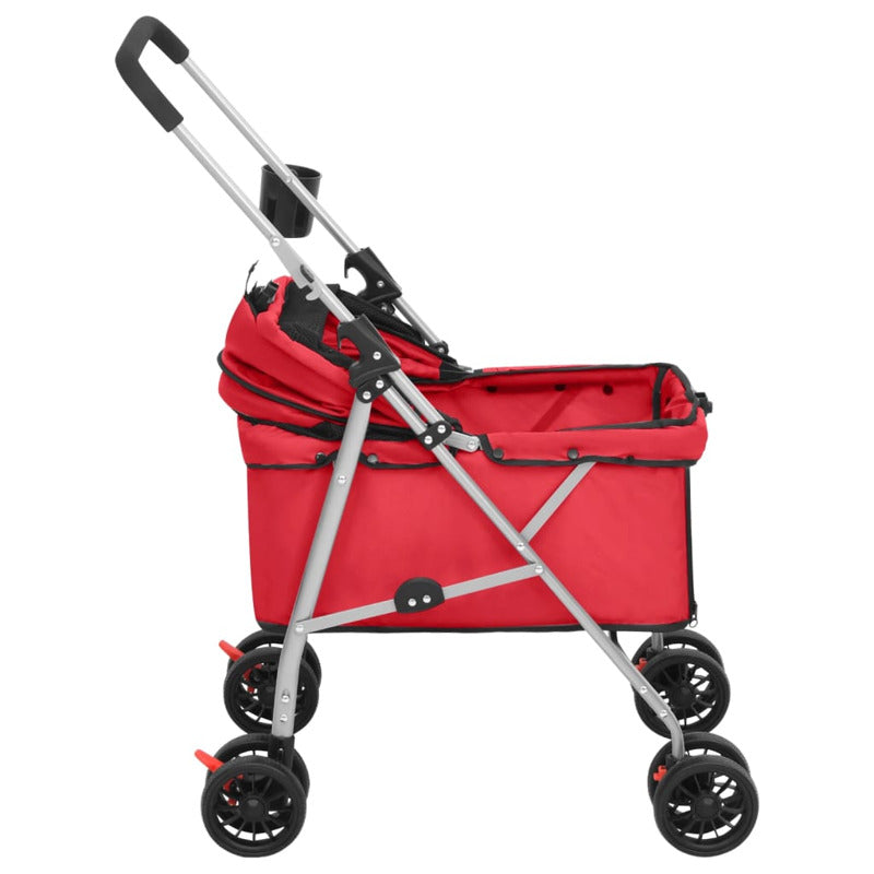 Vidaxl Cochecito Para Perros Plegable Tela Oxford Rojo 76x50x100 Cm_5
