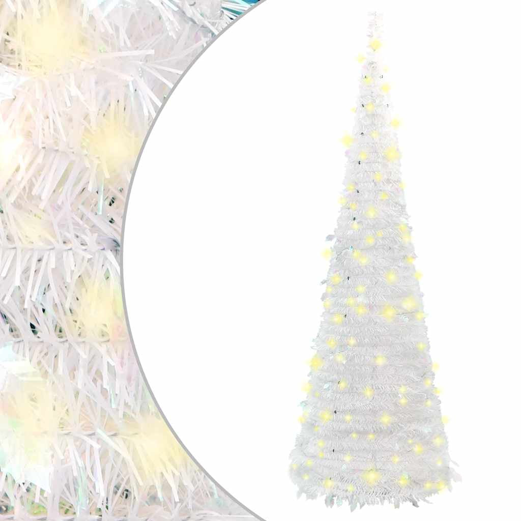 Vidaxl Árbol De Navidad Artificial Desplegable 200 Led Blanco 210 Cm_0