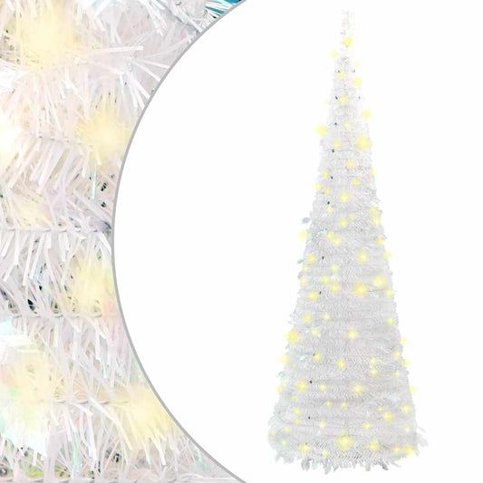 Vidaxl Árbol De Navidad Artificial Desplegable 200 Led Blanco 210 Cm_0