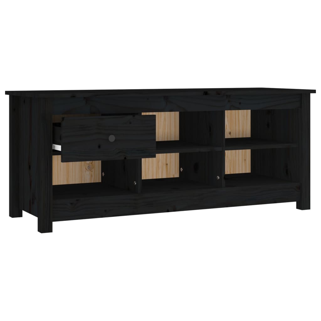Mueble Zapatero De Madera Maciza De Pino Negro 110x38x45,5 Cm / Vetonek_5