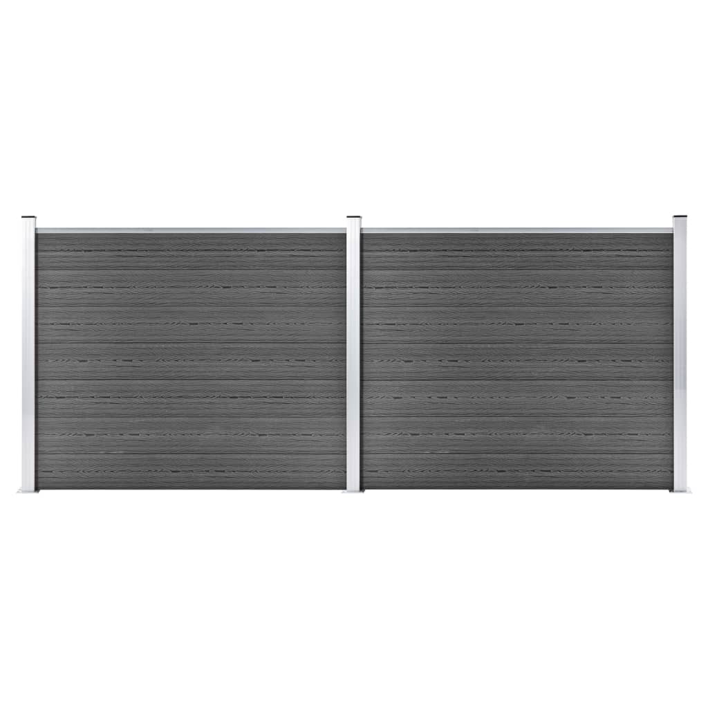Set De Paneles De Valla Wpc Negro 353x146 Cm / Vetonek_5