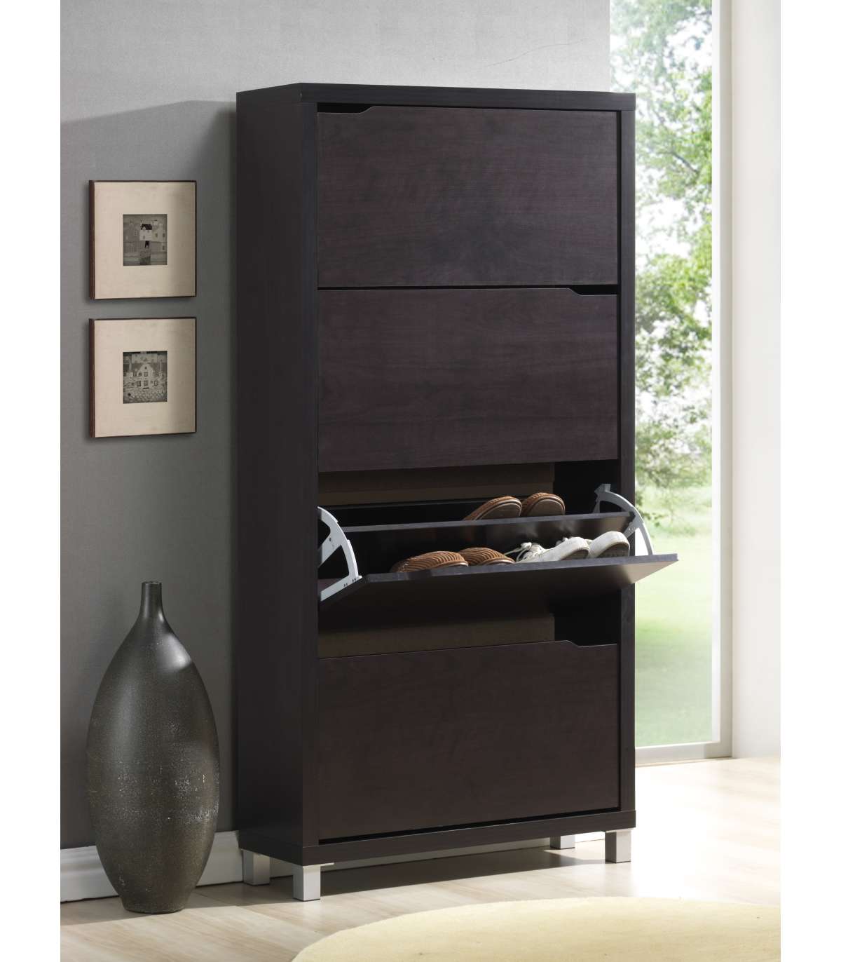 Zapatero 4 Puertas Kubox Acabado Capuchino 79cm(ancho) 155cm(altura) 24cm(fondo)_0