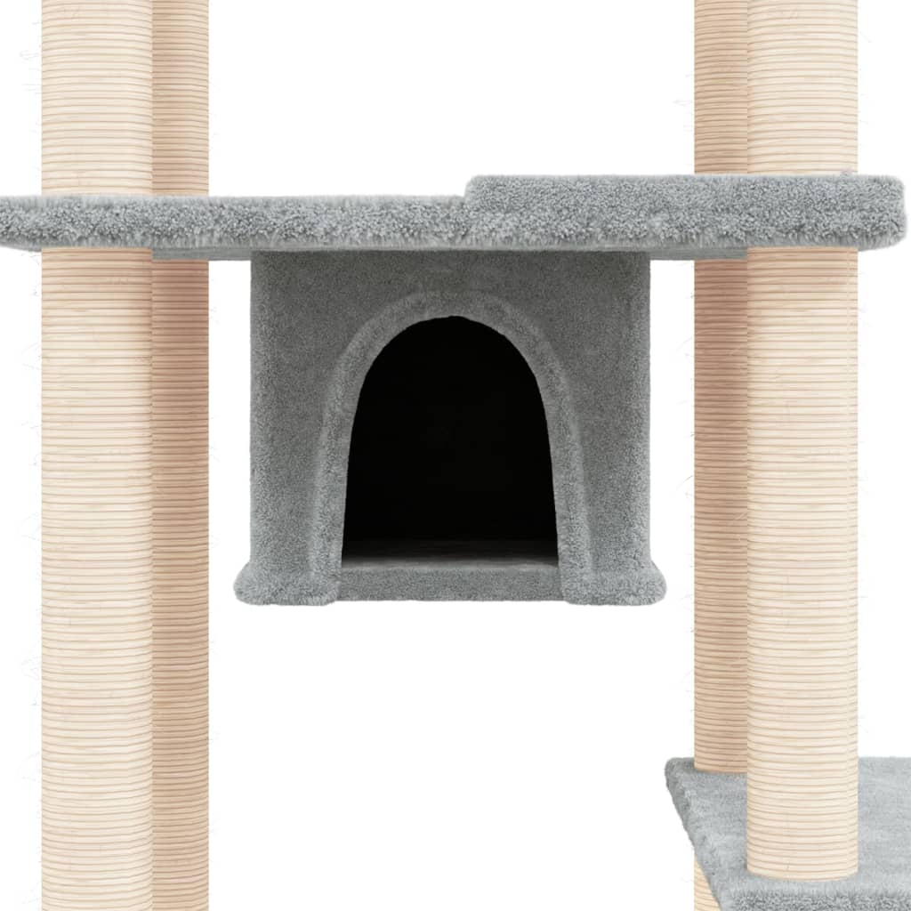Rascador Para Gatos Con Postes De Sisal Gris Claro 176 Cm_5