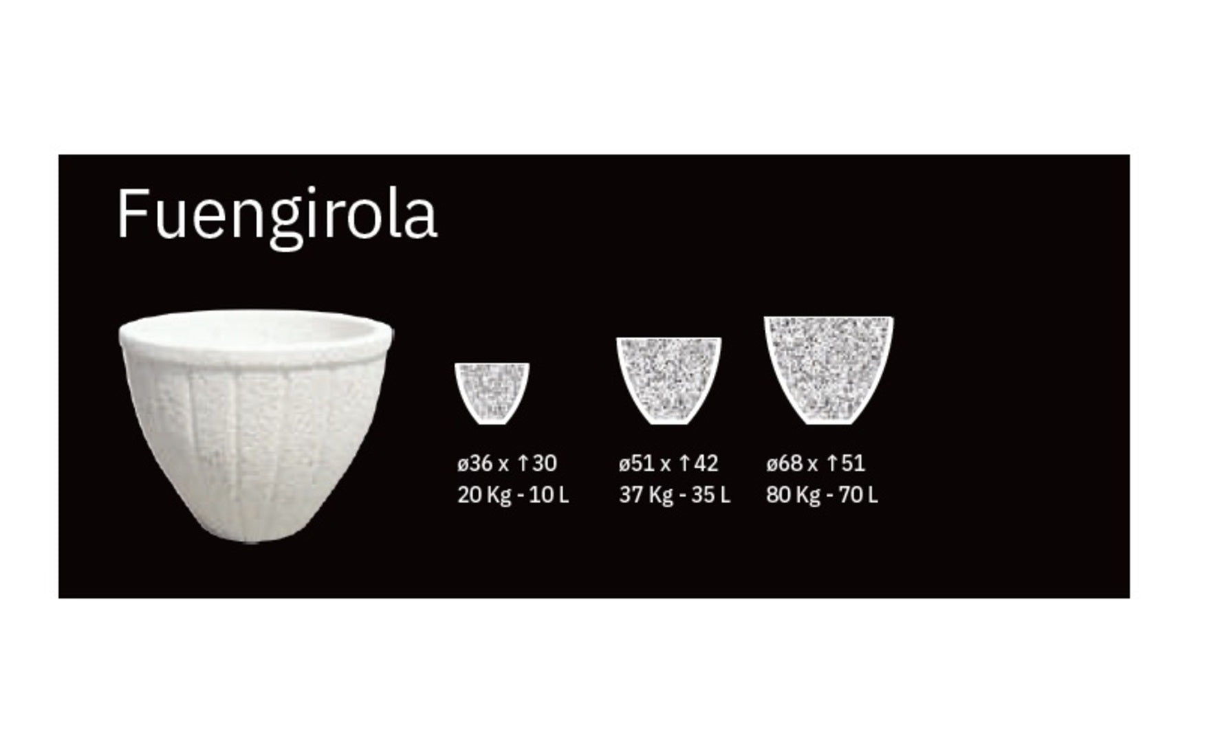 Jardinera De Granito Fuengirola. 68 cm de ancho y 51 cm de alto. Peso: 80 kilos. Capacidad: 70 litros_1