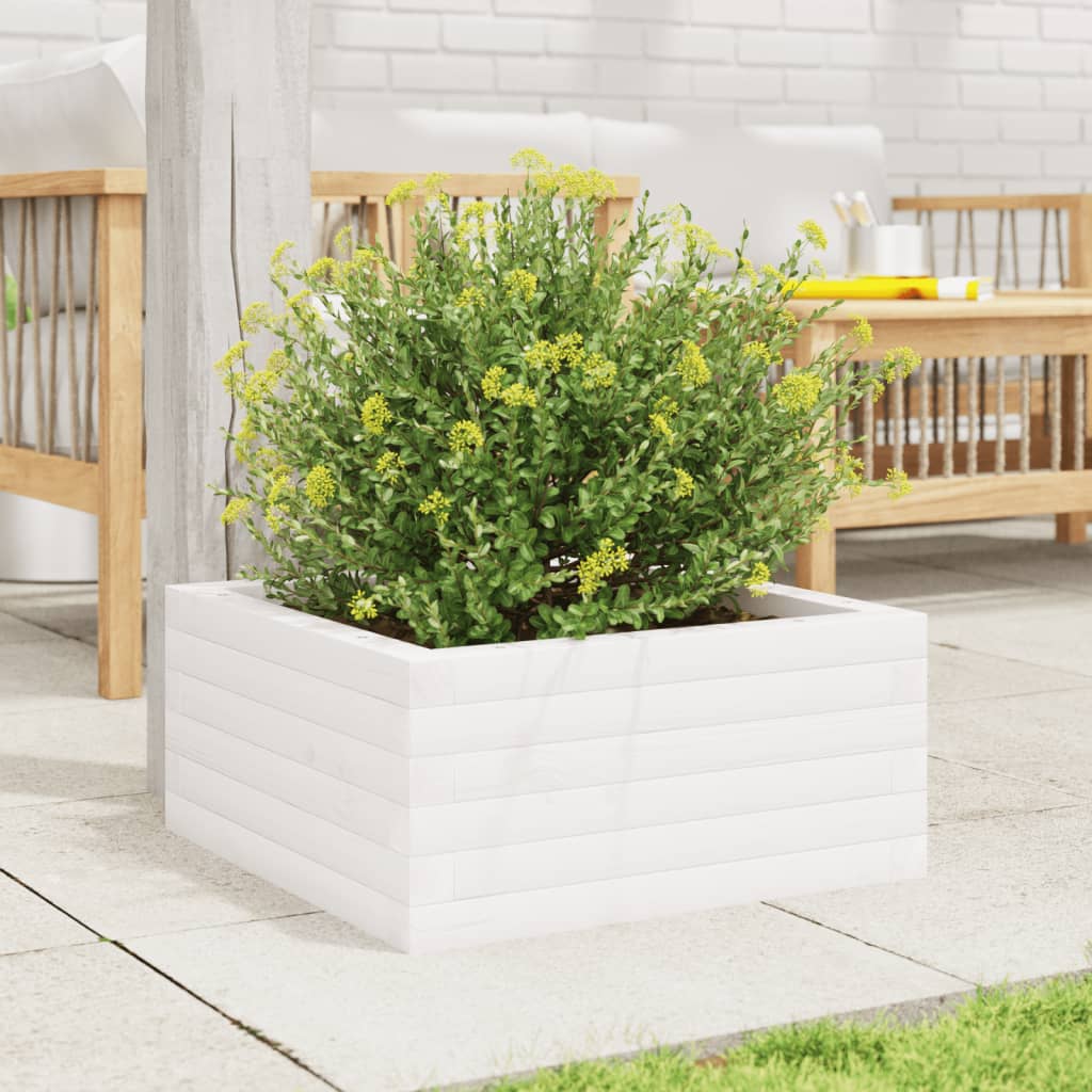Jardinera De Madera Maciza De Pino Blanco 50x50x23 Cm_2