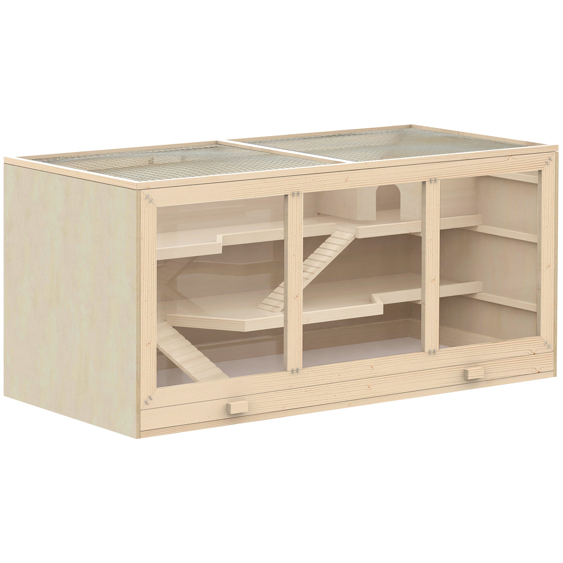 Pawhut Jaula De Madera Para Hámster Ratones Jerbos Y Otros Roedores Pequeños_0