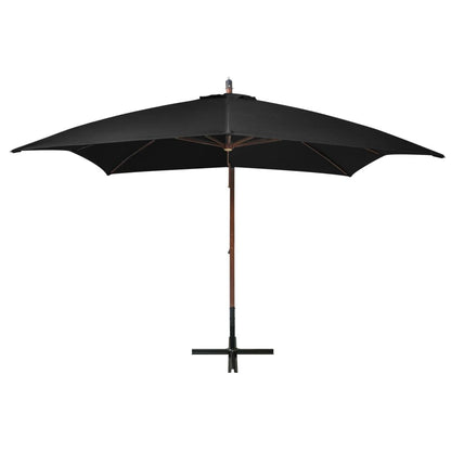 Vidaxl Sombrilla De Jardín Colgante Con Palo Madera Abeto Negro 3x3 M_1