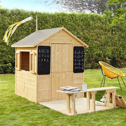 Casita infantil de madera con terraza y banco Grace Soulet
