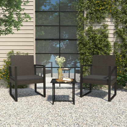 Vidaxl Set De Muebles De Jardín 3 Pzas Y Cojines Ratán Sintético Negro_1