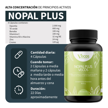 Nopal Plus Vecos 90 Cápsulas | Sensación De Saciedad_2