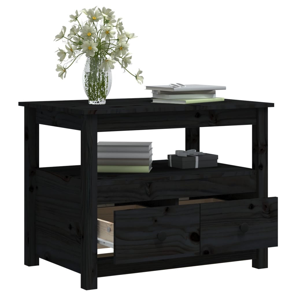Mesa De Centro De Madera Maciza De Pino Negro 71x49x55 Cm_4