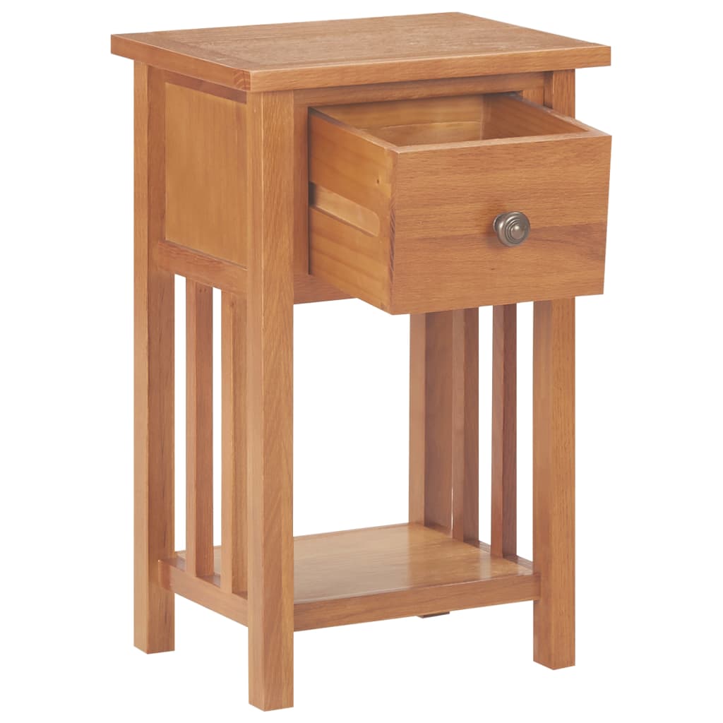 Mesa Revistero Con Cajón Madera Maciza De Roble 35x27x55 Cm_0