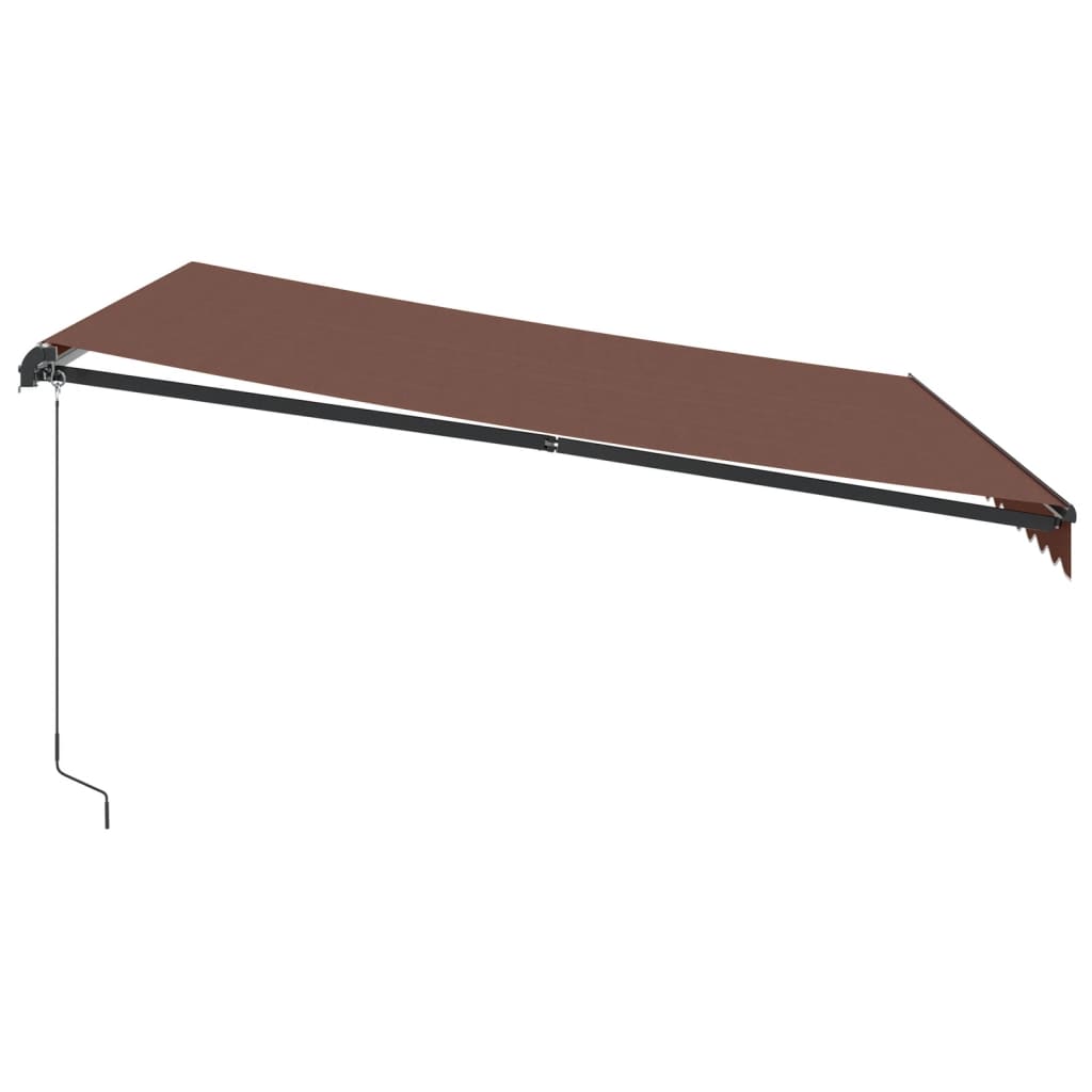 Toldo Retráctil Manual Con Luces Led Marrón 400x350 Cm_4