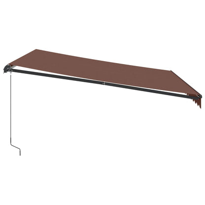 Toldo Retráctil Manual Con Luces Led Marrón 400x350 Cm_4