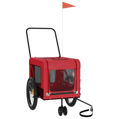 Vidaxl Remolque De Bicicleta Mascotas Hierro Tela Oxford Rojo Negro_3