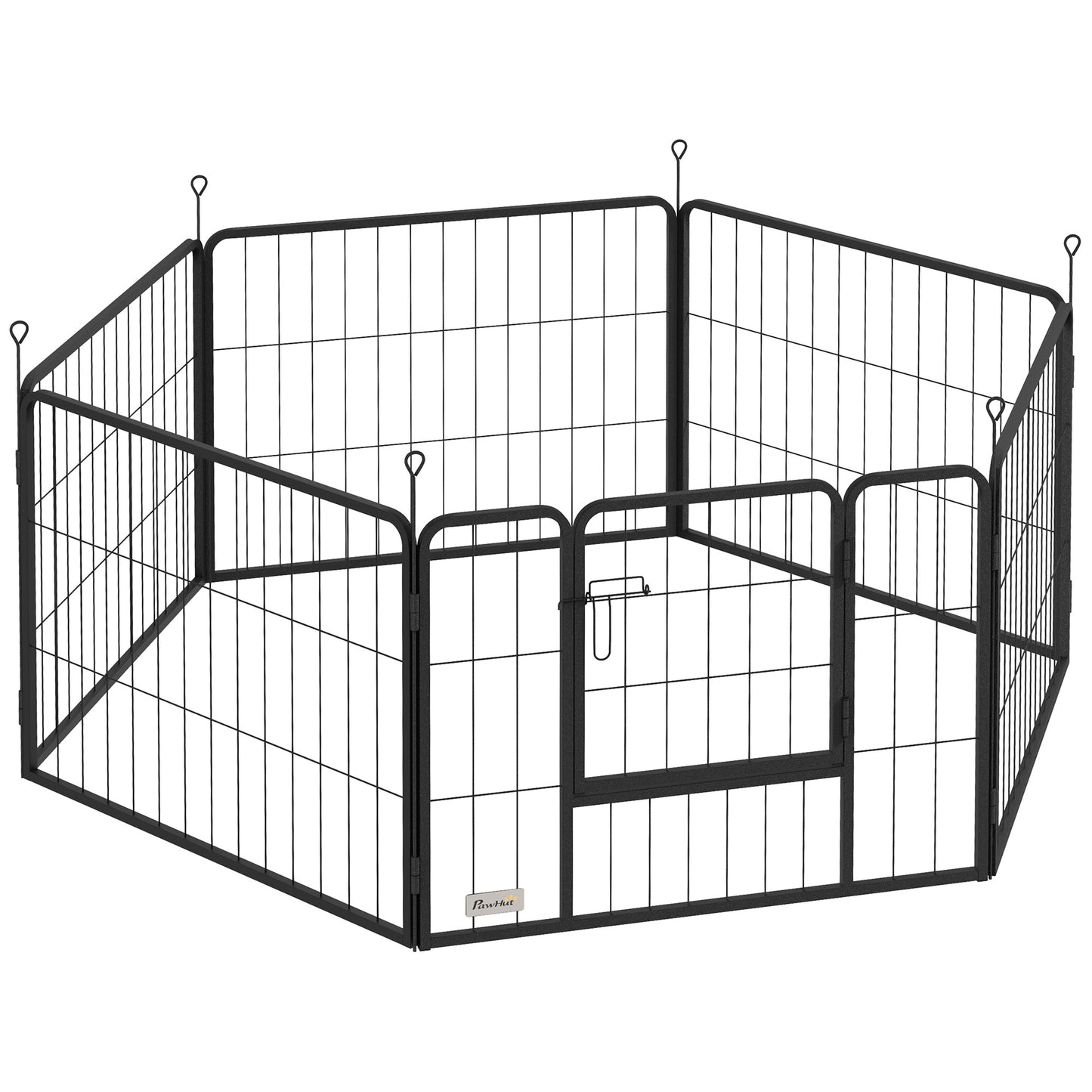 Pawhut Parque Para Perros De 6 Paneles De 60 Cm De Altura Con Puerta Negro_0