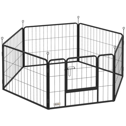 Pawhut Parque Para Perros De 6 Paneles De 60 Cm De Altura Con Puerta Negro_0