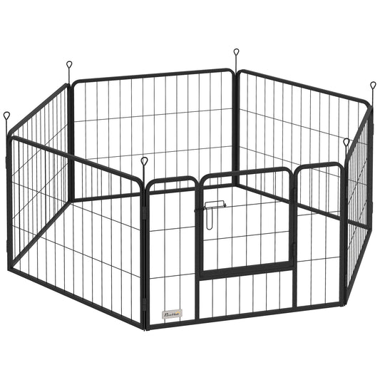 Pawhut Parque Para Perros De 6 Paneles De 60 Cm De Altura Con Puerta Negro_0
