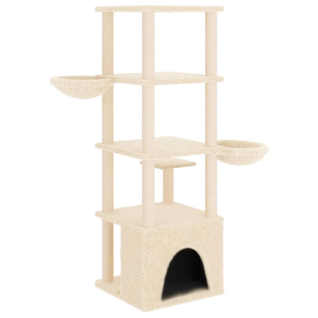 Vidaxl Rascador Para Gatos Con Postes De Sisal Color Crema 147 Cm_4