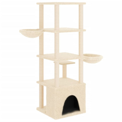 Vidaxl Rascador Para Gatos Con Postes De Sisal Color Crema 147 Cm_4