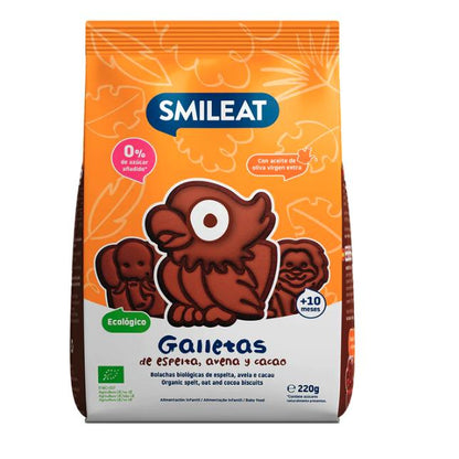Pack 12x Galleta espelta, avena y cacao ECO 220 g Smileat