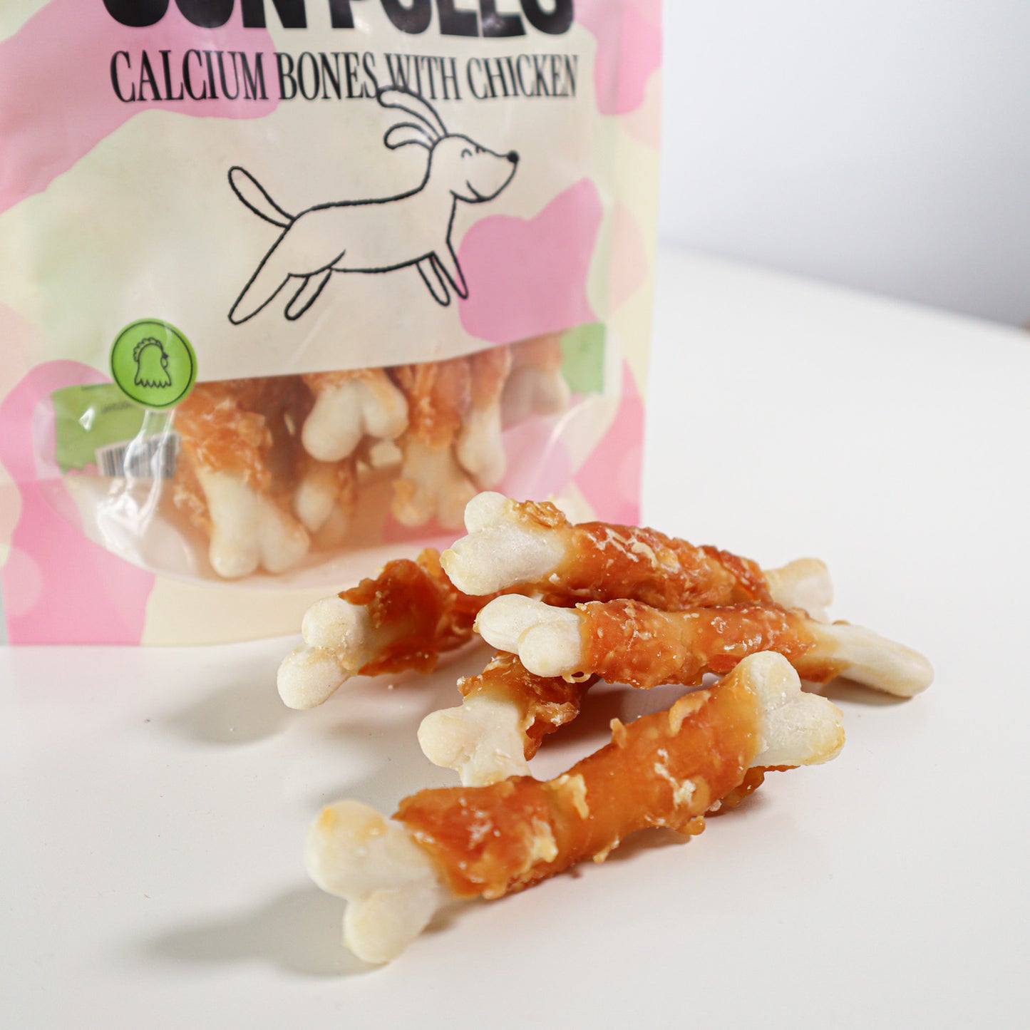 Snack Natural Para Perro Huesitos De Calcio Con Pollo Wuapu 12x100gr_1