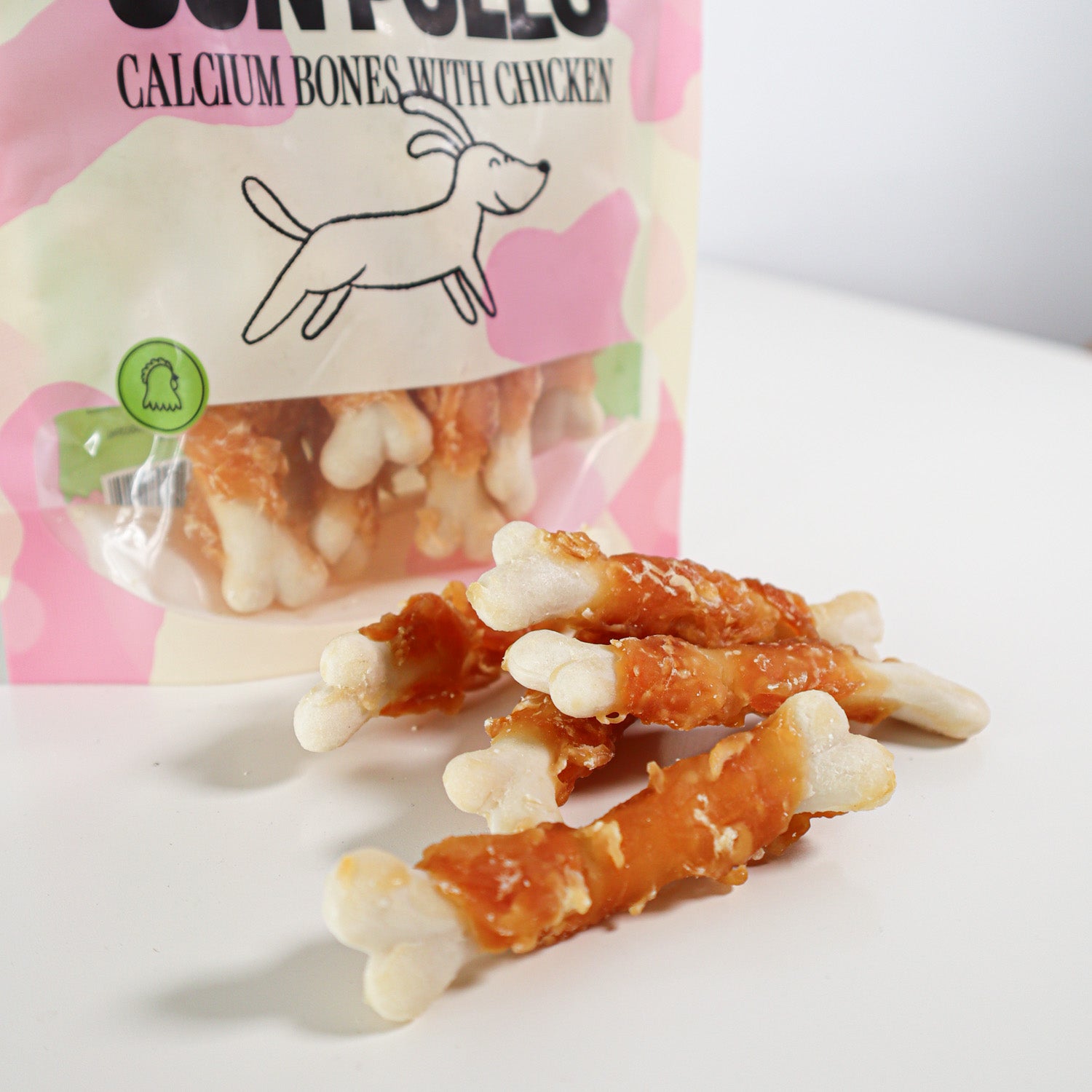 Snack Natural Para Perro Huesitos De Calcio Con Pollo Wuapu 12x100gr_1