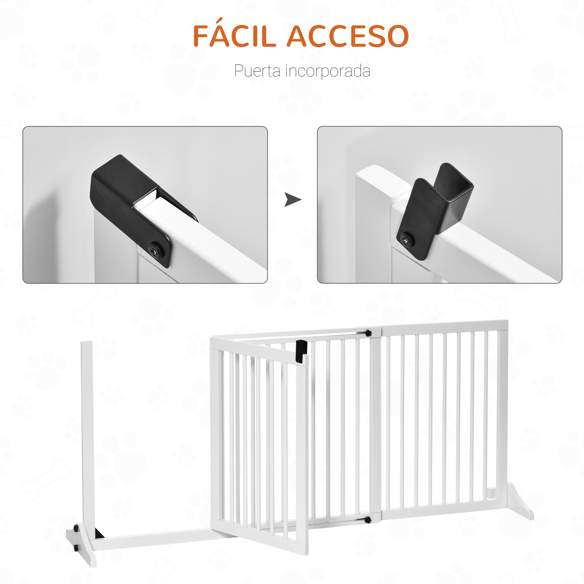 Pawhut Barrera De Seguridad Para Perros Extensible 113-166x36x71 Cm Blanco_5