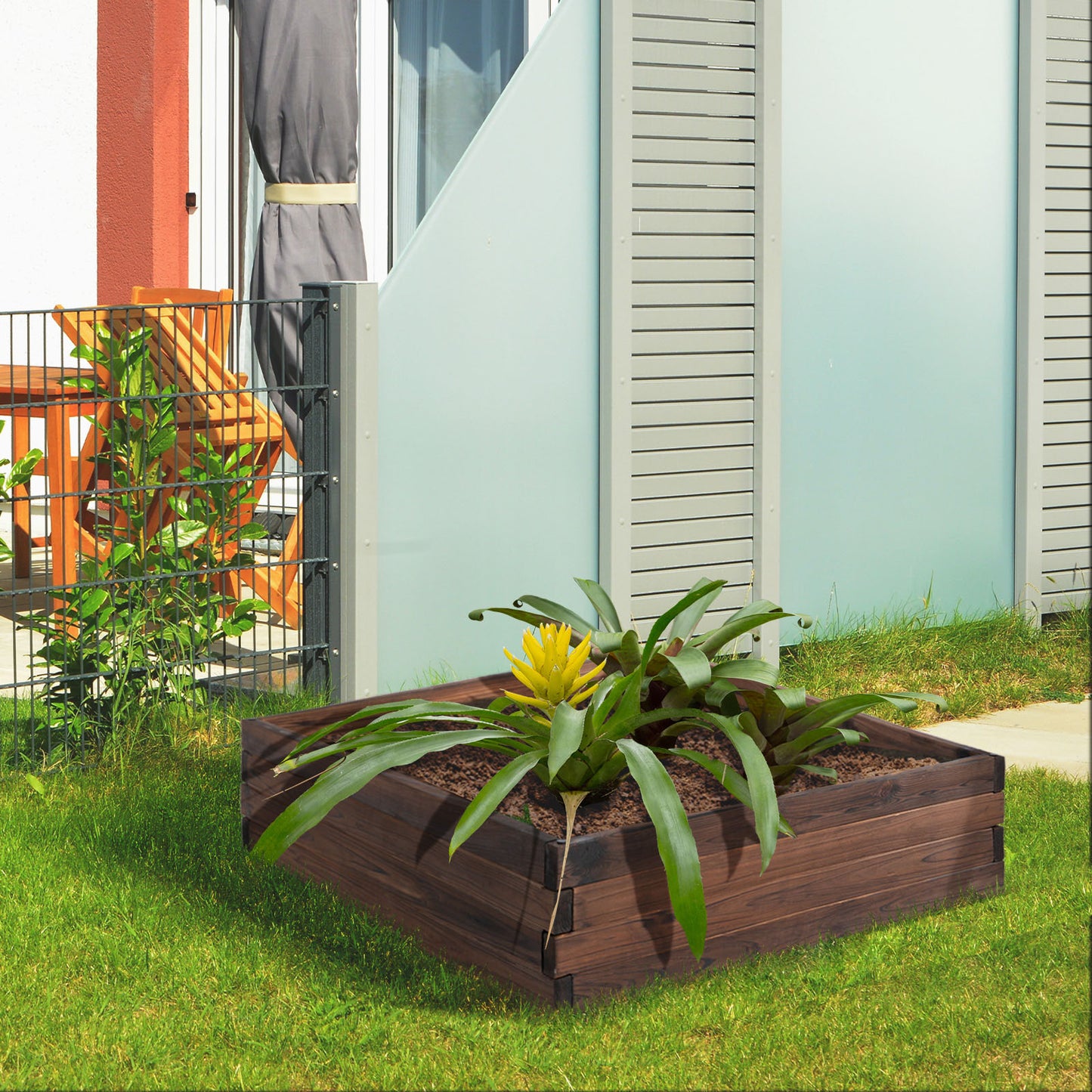 Outsunny Jardinera De Madera Jardín Maciza Para Cultivo De Flores Plantas_1