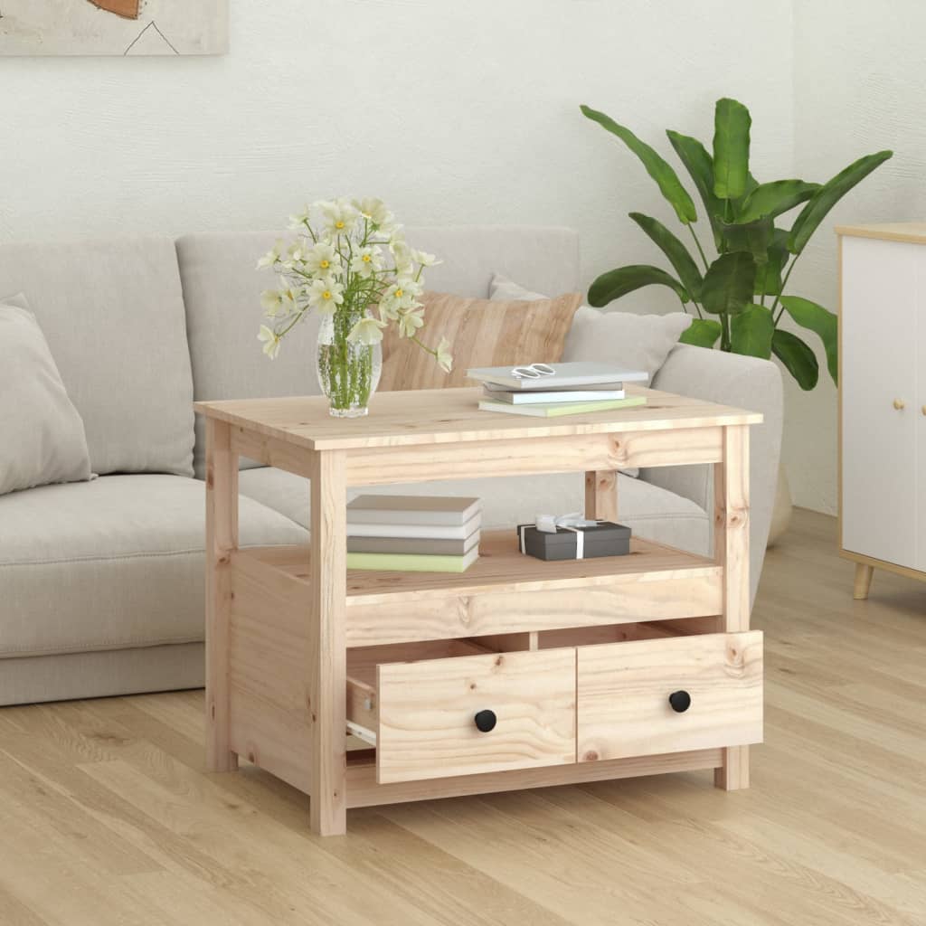 Mesa De Centro De Madera Maciza De Pino 71x49x55 Cm_2