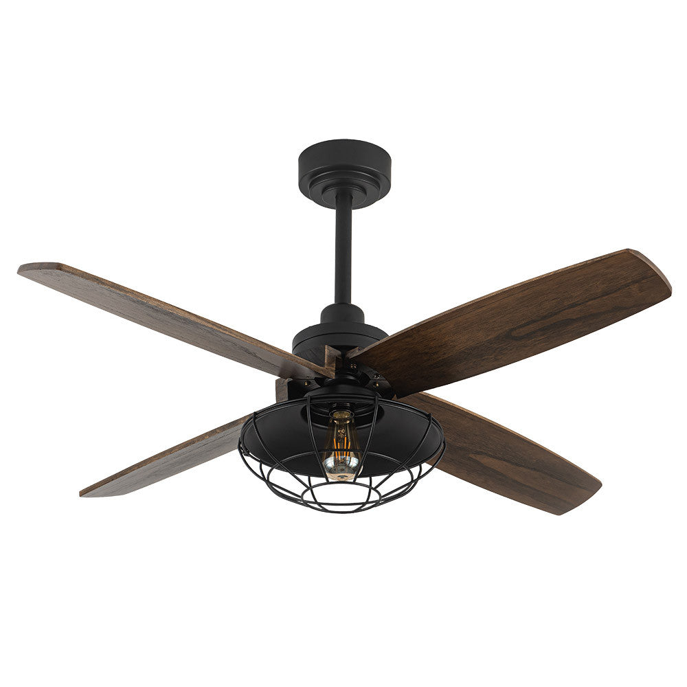 Ventilador Dc Aquilo Negro 1xe27 4asp Roble 6veloc C/remoto Y Temporizador 44,5/57x119,4x119,4 Cm_1
