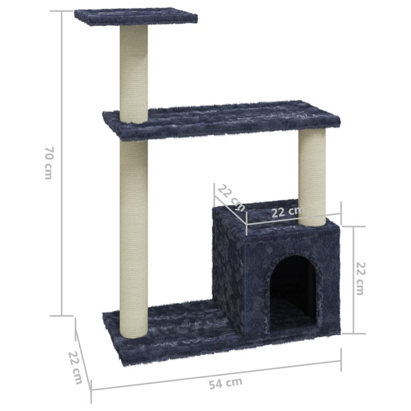 Vidaxl Rascador Para Gatos Con Postes De Sisal Gris Oscuro 70 Cm_5