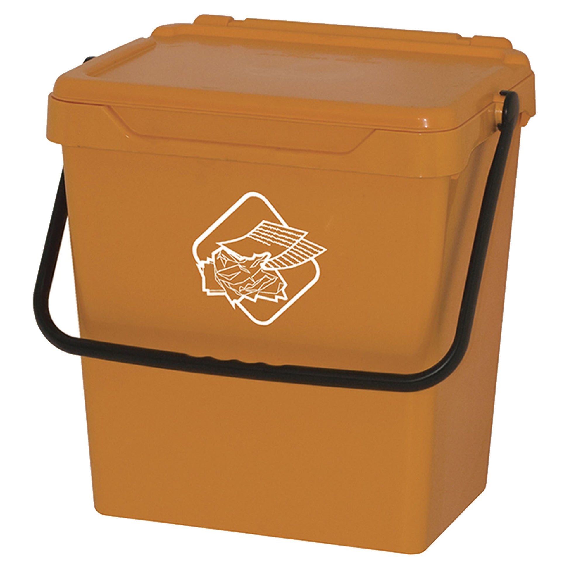 Cubo De Polipropileno Con La Manija Y La Cubierta, De Color Amarillo, 30 Lt. 400x305x390 Mm_0