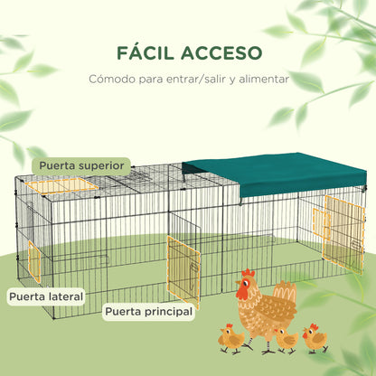 Pawhut Jaula Para Animales Pequeños Con Puertas 220x85x70 Cm Verde_3