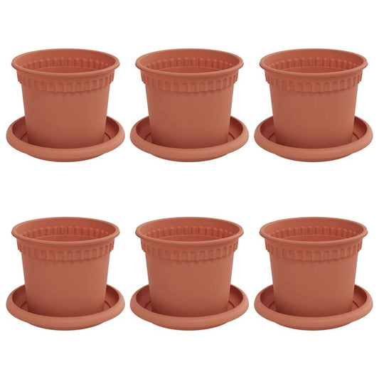 Macetas 6 Uds. Rojo Ladrillo Plástico_0