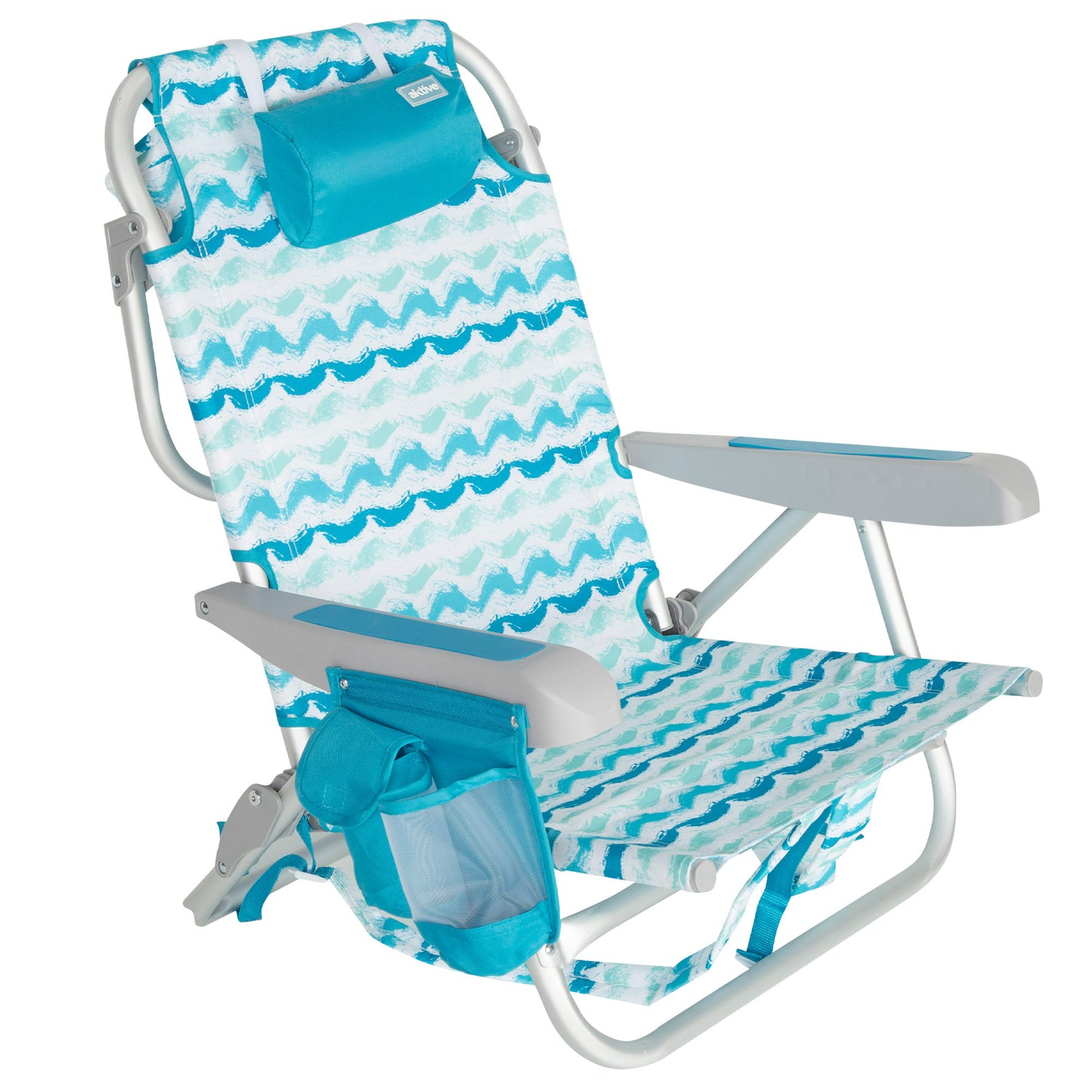 Aktive Silla Playa Plegable Reclinable 5 Posiciones, Aluminio Y Acero, Bolsillo Lateral Y Cojín_0