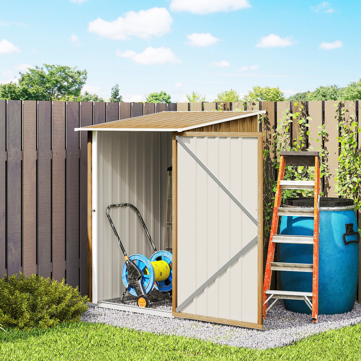 Outsunny Cobertizo De Jardín De Exterior 0,92 M² 100x103x160 Cm Marrón Claro_4