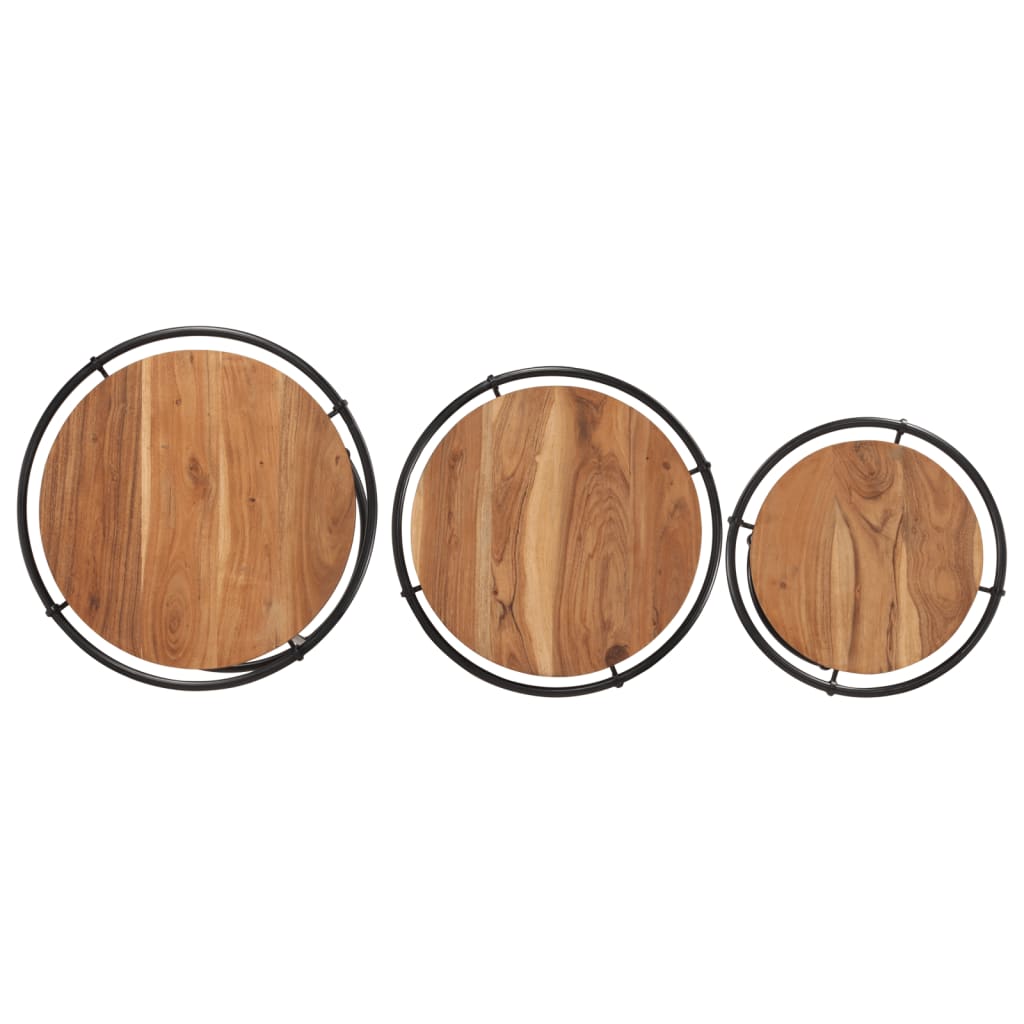 Mesas Apilables 3 Piezas Madera Maciza De Acacia_4