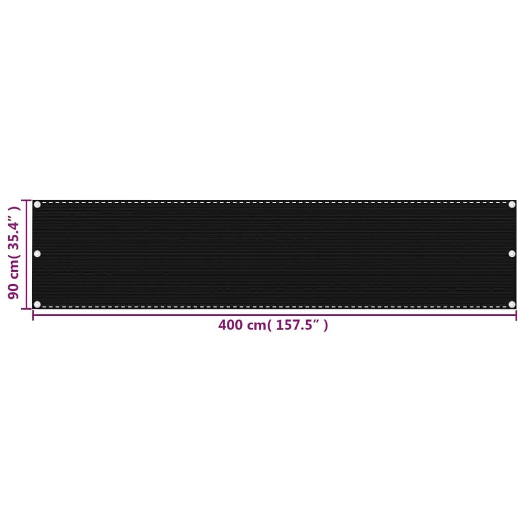 Vidaxl Toldo Para Balcón Hdpe Negro 90x400 Cm_2